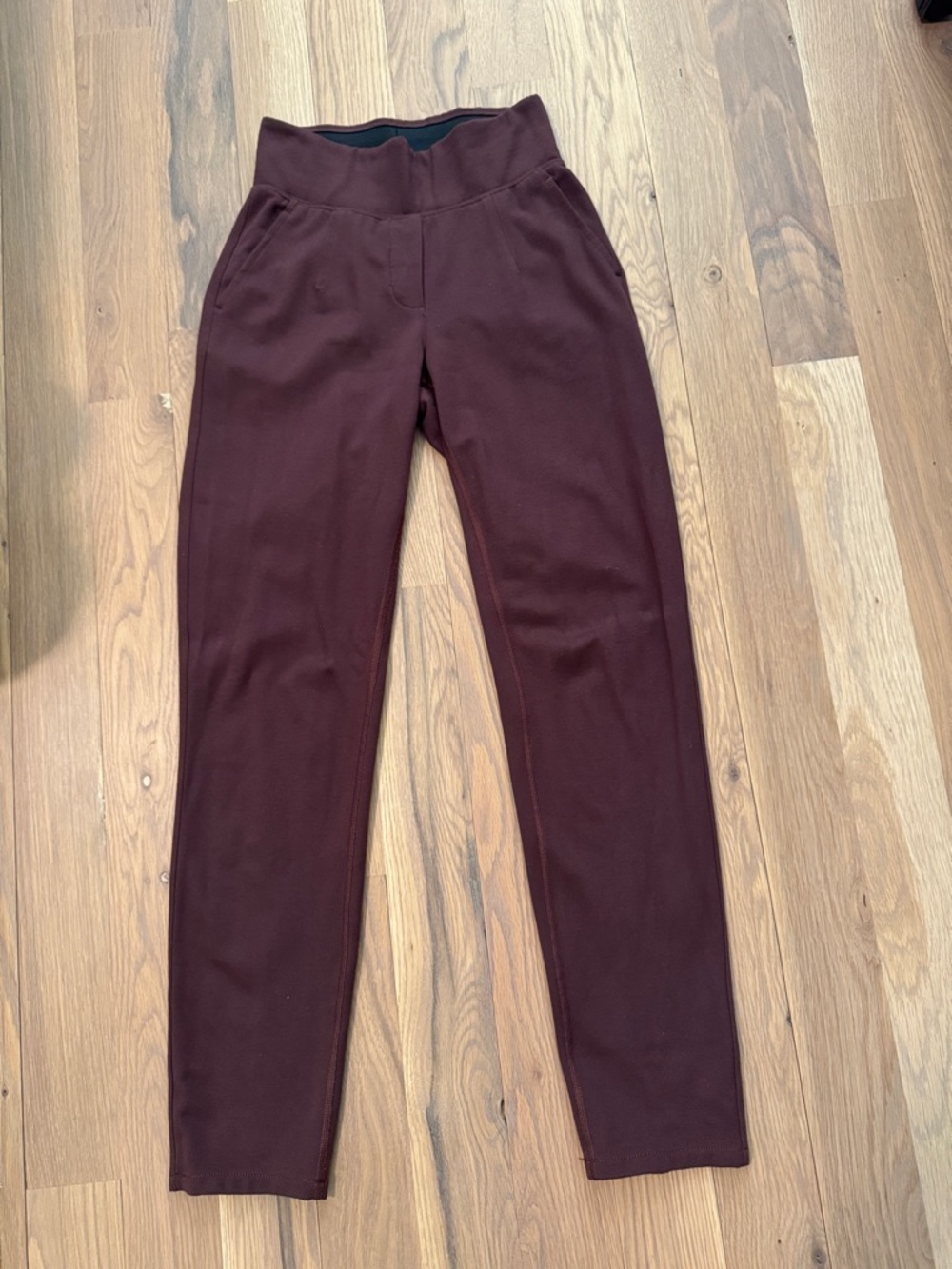 Kit and Ace Ponte High-Waist Trousers - Burgundy